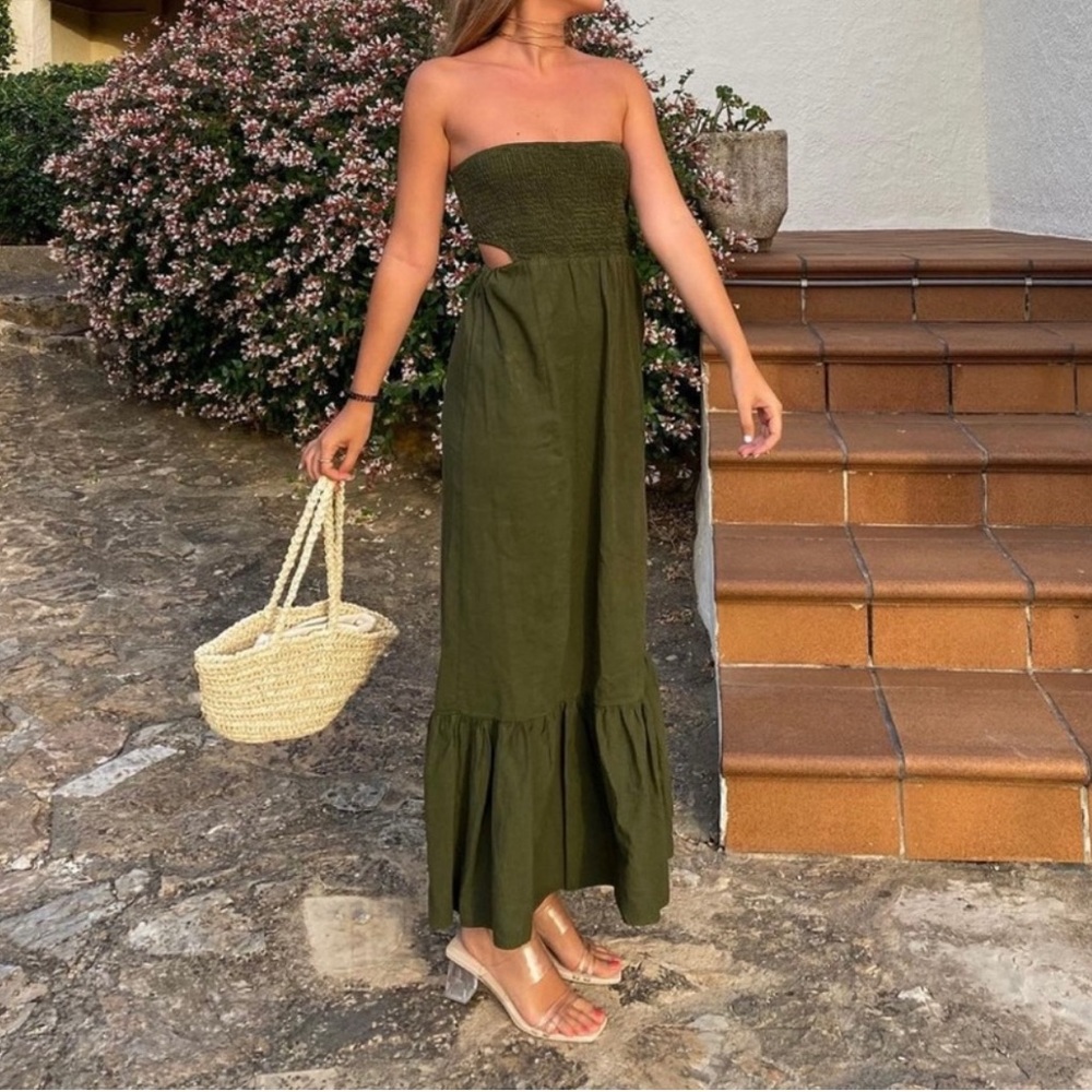 💚Zara Linen Blend Smock Dress💚